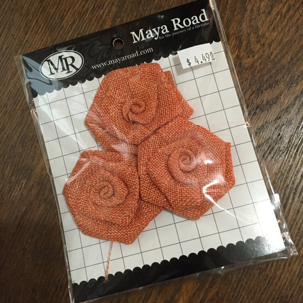 Maya Road Vintage Linen Burlap Roses